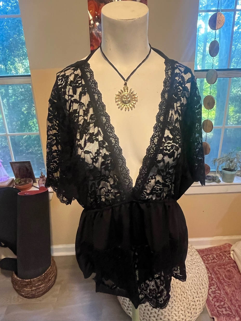 Black Lace Deep-V Romper Teddy - Women's Intimate Lingerie